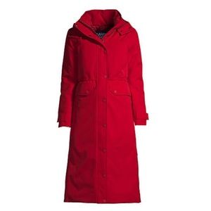 Lands End Red Expedition XL 18 tall Maxi‎ Jacket Waterproof Womens plus GUC